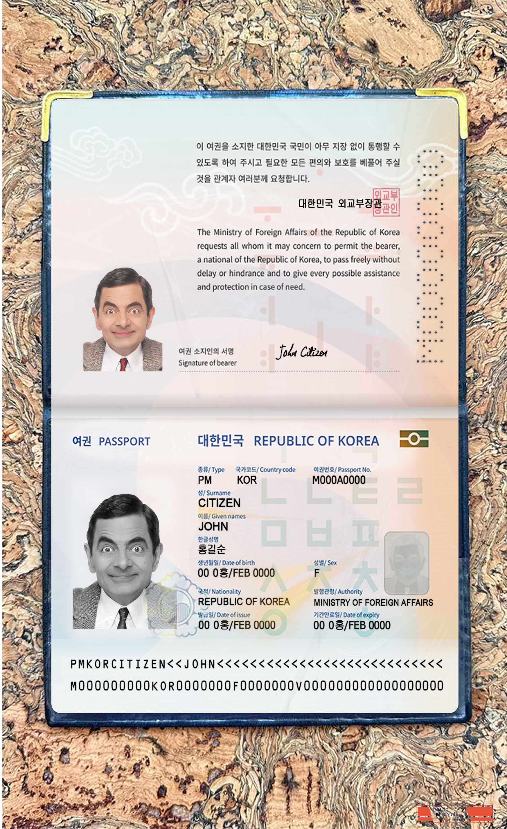 Korea passport (2021 present) photo look PSD template